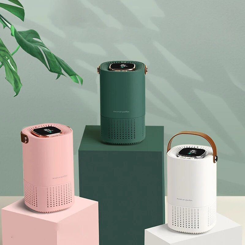 Portable Air Purifier LED Digital Display Wireless Odor Removal Negative Ion Generator for Car and Home COD