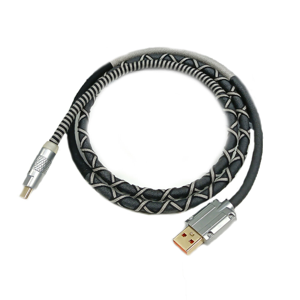 HCC 1m USB Type-C Fast Charging Cable for Keyboard Coiled Weaved Line Handmade Woven Folk-custom Data Cable COD