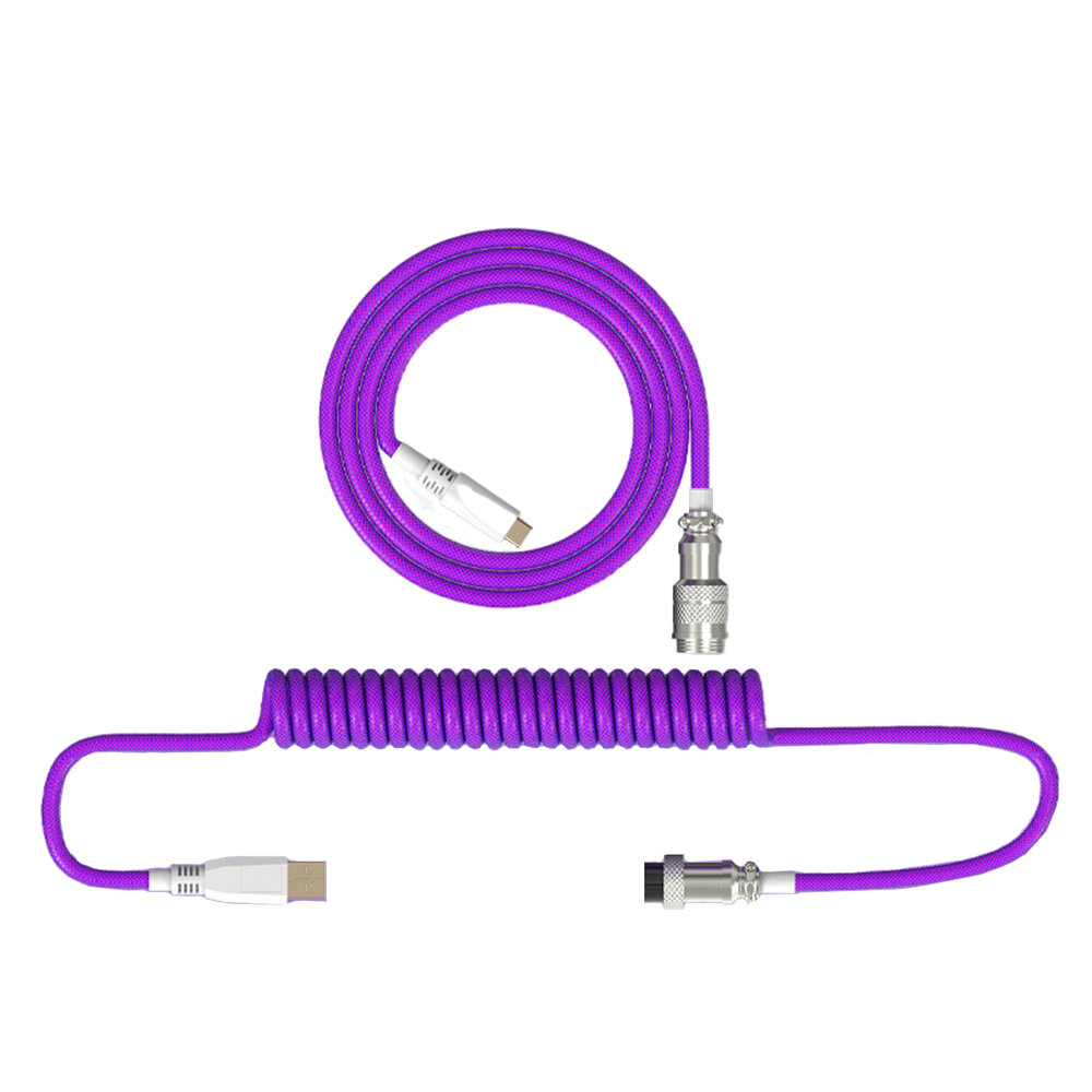 2.2m Mechanical Keyboard Coiled Cable DIY Handmade Woven/TPE Cable with USB Type-C Interface Data Cable COD