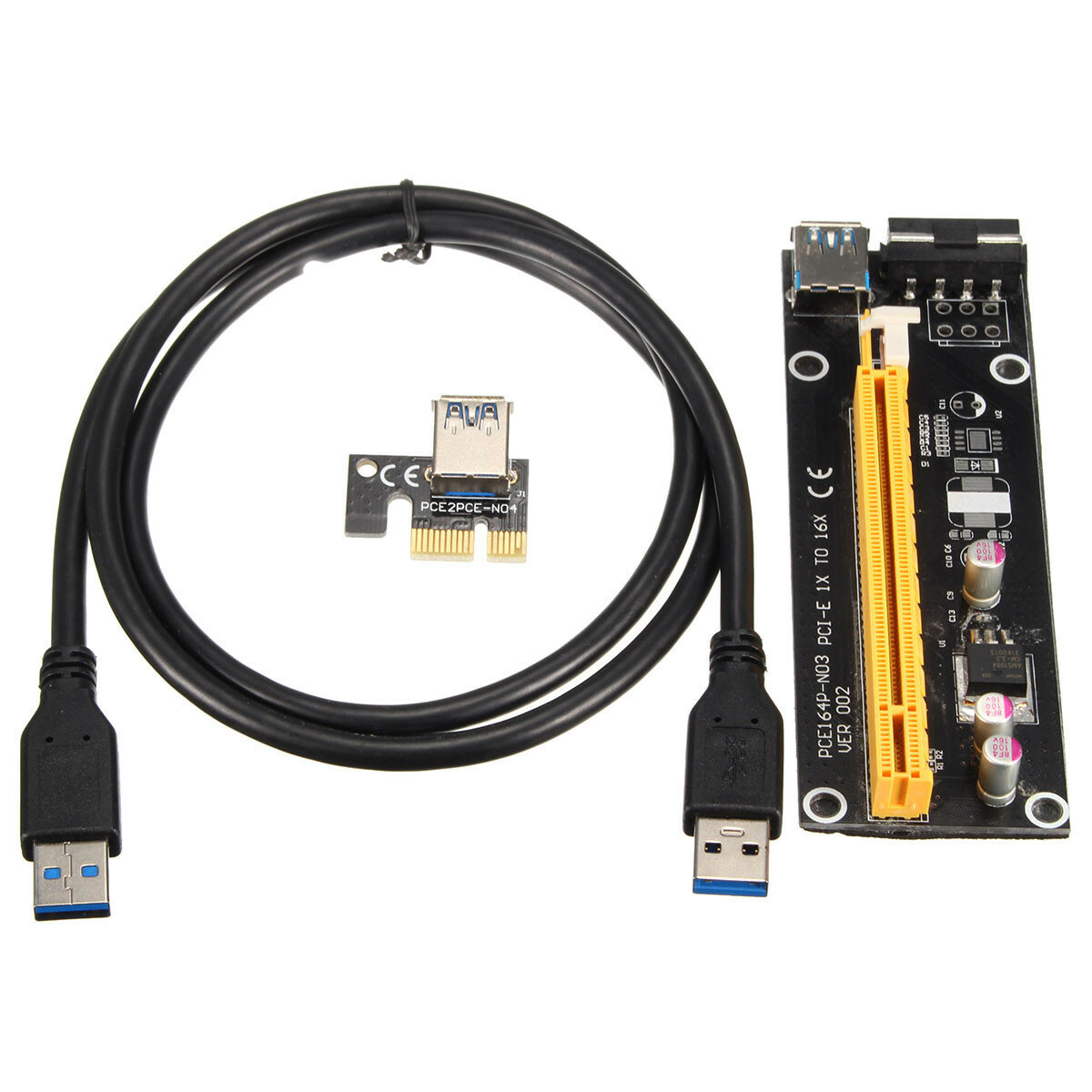 1X to 16X PCI-E Graphics Card Extension Cable USB 3.0 Expansion Card Power Supply with SATA Cable COD