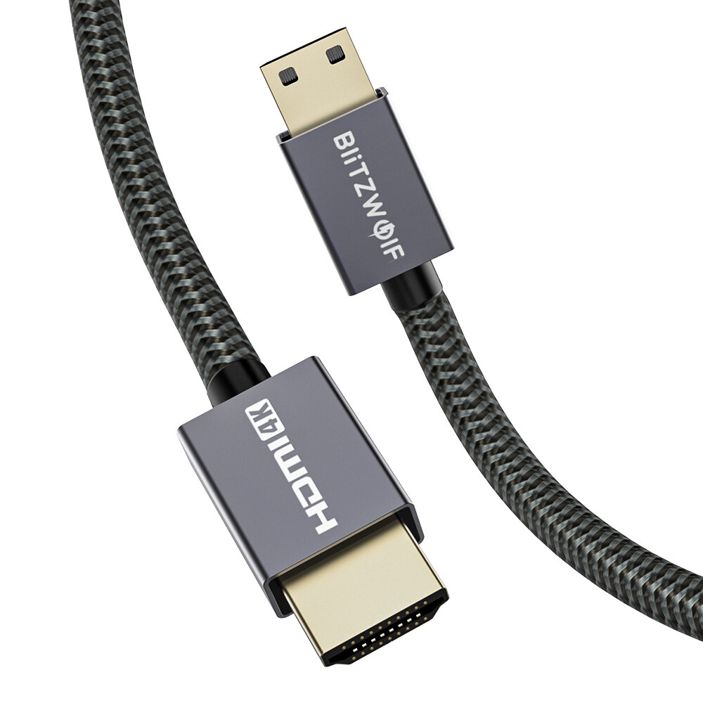 BlitzWolf® BW-HDC4 4K 18Gbps Mini HDMI to HDMI Cable 1.2m with HDMI 2.0 4K*2K@60H 18Gbps Transfer PP Braided Jacket Tinned Copper Wire 1.2M COD