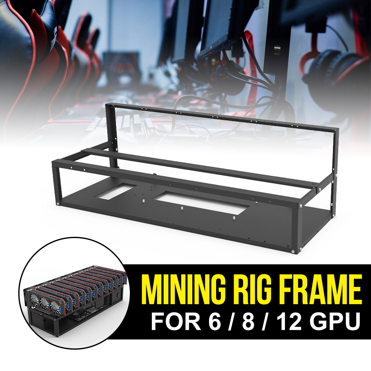 12/6 GPU Mining Case Rack Open Rig Frame Tool Motherboard Bracket Storage Holder COD