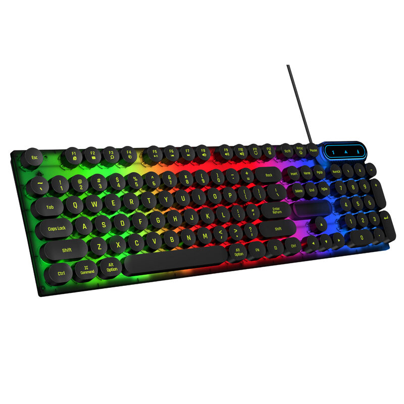 Skylion H600 Wired Gaming Keyboard And Mouse Set Mechanical Feel Punk Round Keycaps keyboard 1600dpi 104-Keys RGB Led Lights COD