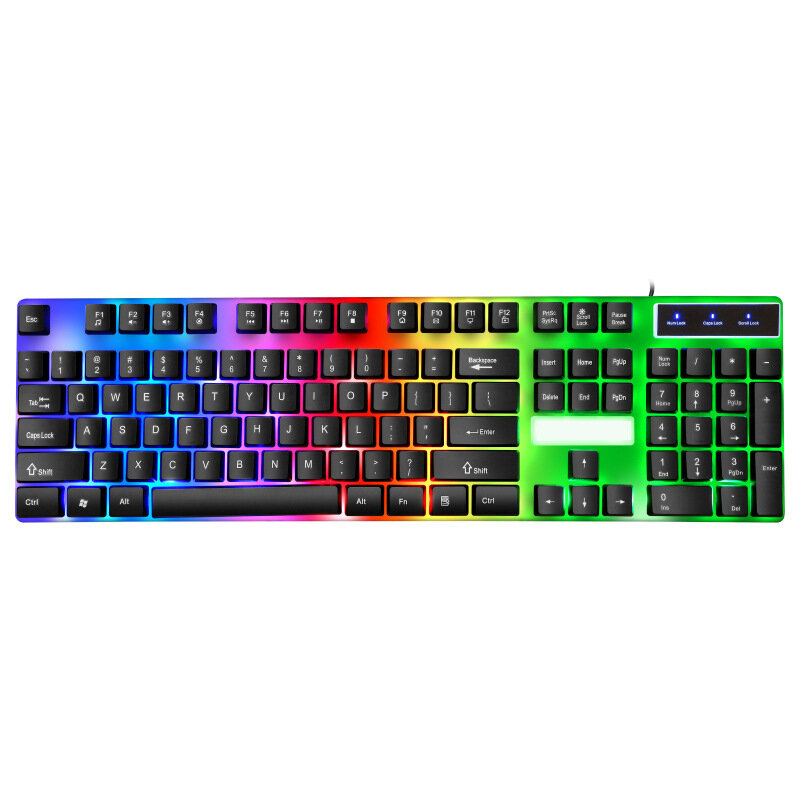 Wired Keyboard & Mouse Set 104 Keys Mechanical-feel Keyboard with Colorful Backlit Ergonomic Mouse Kit for PC Computer COD