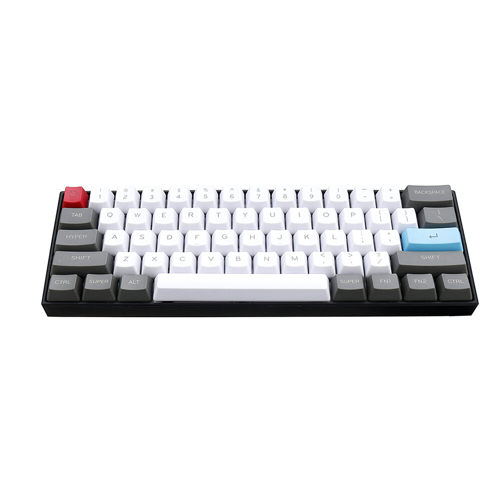 61 Keys White&Grey Keycap Set OEM Profile PBT Thick ANSI Layout Keycaps for 60% Mechanical Keyboard COD