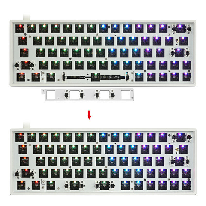 SKYLOONG GK64X GK64XS Keyboard Kit RGB Hot Swappable 60% Programmable bluetooth Wired Case Customized Kit PCB Mounting Plate Case with Replacable Space Key