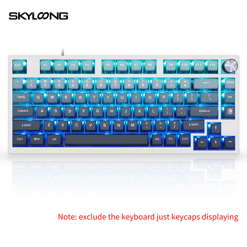 SKYLOONG GK7 126PCS Mechanical Keyboard Keycaps Set Blue-PBT Black Transparent Jelly Key Cap For DIY Customized 61/87/104/108 Key Mechanical Keyboard COD