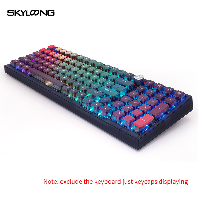 SKYLOONG GK7 126PCS Mechanical Keyboard Keycaps Set Neon PBT Black Transparent Jelly Key Cap For DIY Customized 61/87/104/108 Key Mechanical Keyboard COD