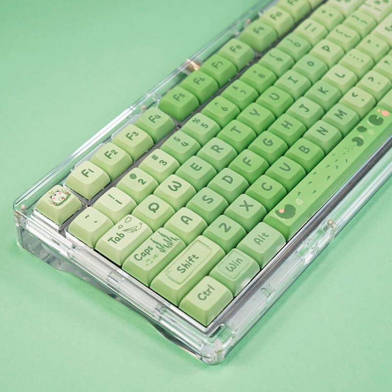 Matcha Mint Green Mechanical Keyboard XDA Profile Keycap Set 127-key PBT Sublimation Customed Keycaps Suitable for 61 68 84 87 96 108 980 Mechanical Keyboards