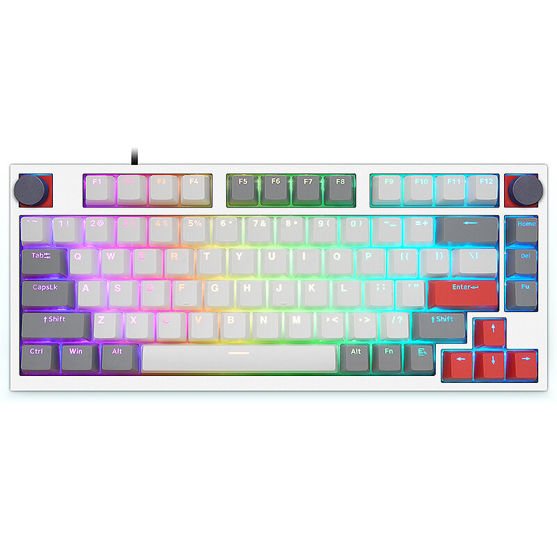 SKYLOONG 137 Keys Gray-White-Red PBT Keycap Set OEM Profile Double-Shot Custom Keycaps for Mechanical Keyboards COD