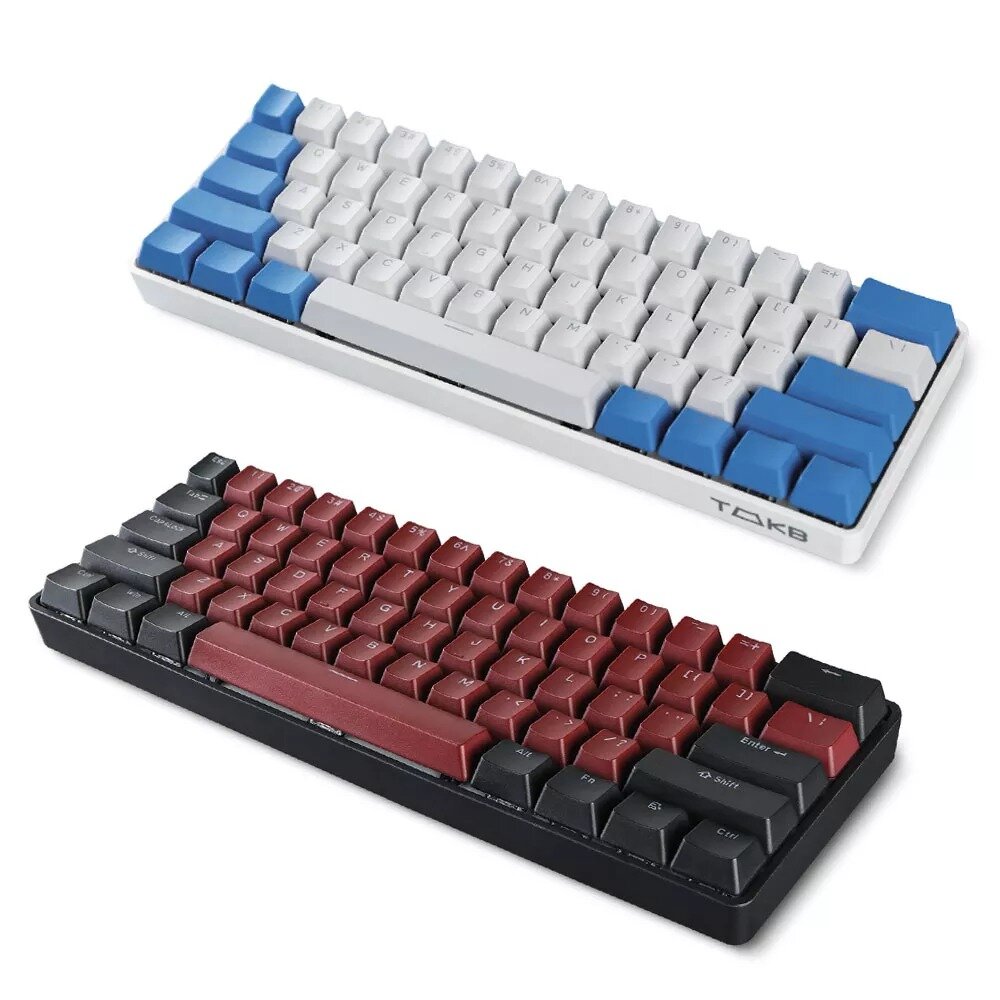 TMKB GK61 Mechanical Gaming Keyboard 61 Keys Full-Key Programmable PBT Translucent Keycaps Dual-Mode bluetooth 5.1 Type-C Wired Hot Swappable Blue/Brown/Black/White Gateron Switch RGB Backlit 60% Comp