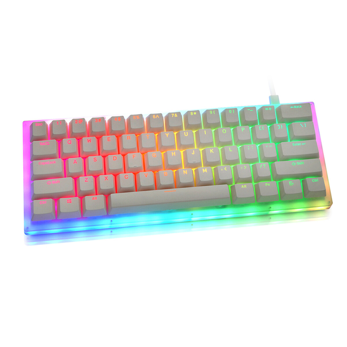 GamaKay K61 Mechanical Keyboard 61 Keys 60 Keyboard Hot Swappable Type-C 3.1 Wired USB Translucent Glass Base Gateron Switch ABS Two-color Keycap NKRO RGB Gaming Keyboard