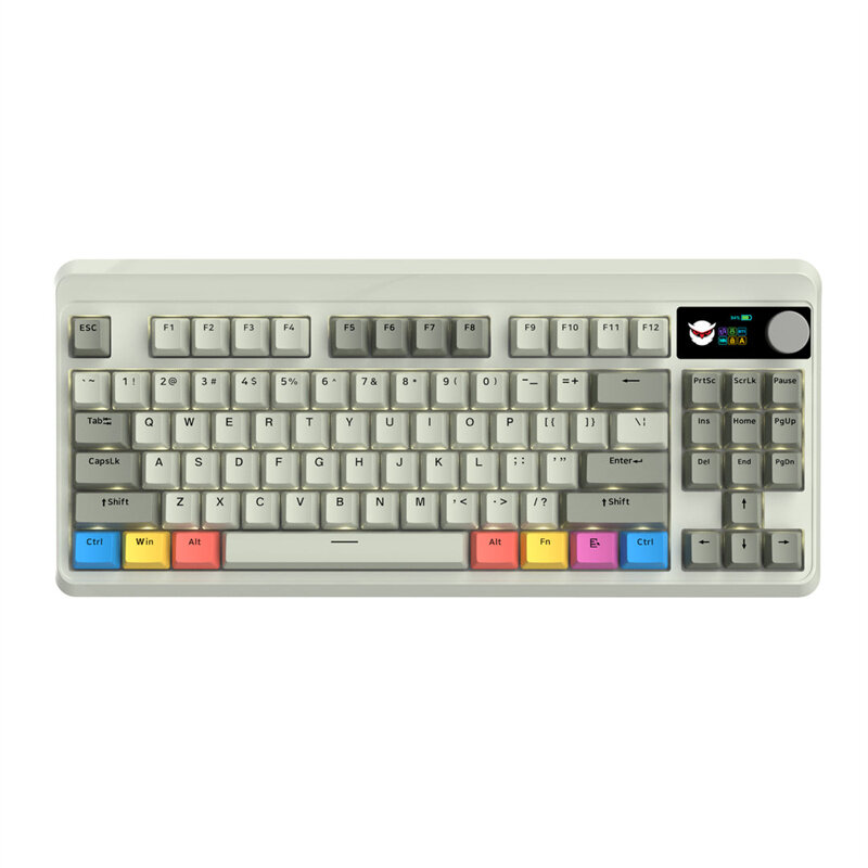 XVX M87 Pro 87 Keys Tri-mode OLED Display Mechanical Gaming Keyboard Hot Swappable PBT Dye Sublimation Keycaps Outemu White Pre-lubed Linear Switch RGB bluetooth/2.4GHz Wireless/Type-C 75% Layout Gami