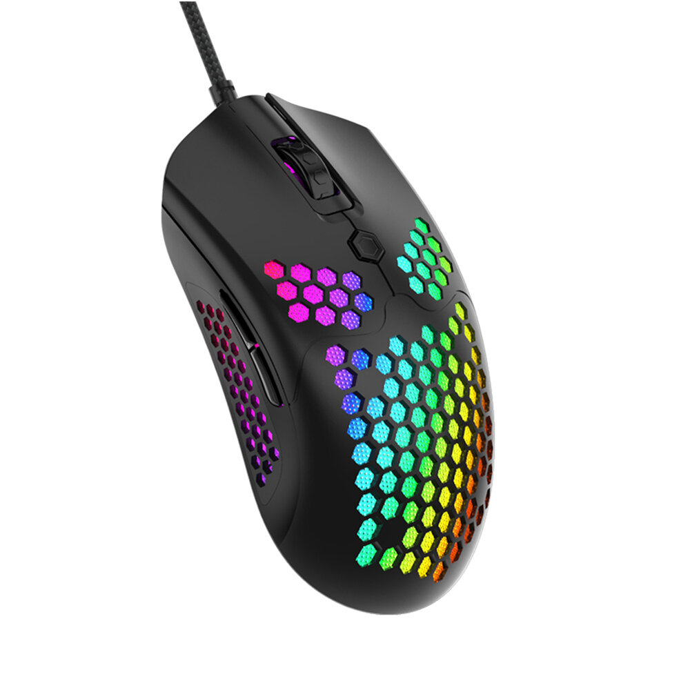 ZIYOULANG M5 Wired Game Mouse Breathing RGB Colorful Hollow Honeycomb Shape 12000DPI Gaming Mouse USB Wired Gamer Mice for Desktop Computer Laptop PC COD