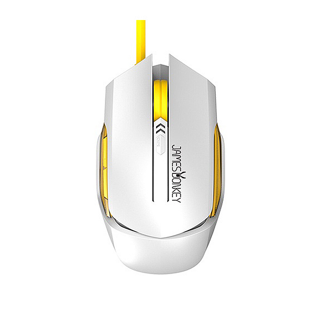 James Donkey 112W Wired USB Mouse 800-3200DPI Ergonomics Monochromatic Light Unwound Cable Sweatproof Mouse with 6 Keys for Office Home Gaming COD