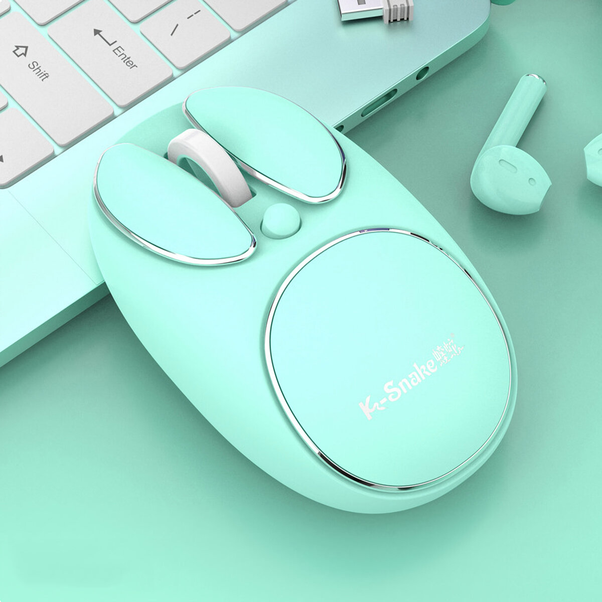 K-Snake W520 2.4G Wireless Mouse Adjustable 800-1600DPI Rechargeable Silent Macaron Mice for Laptop PC COD