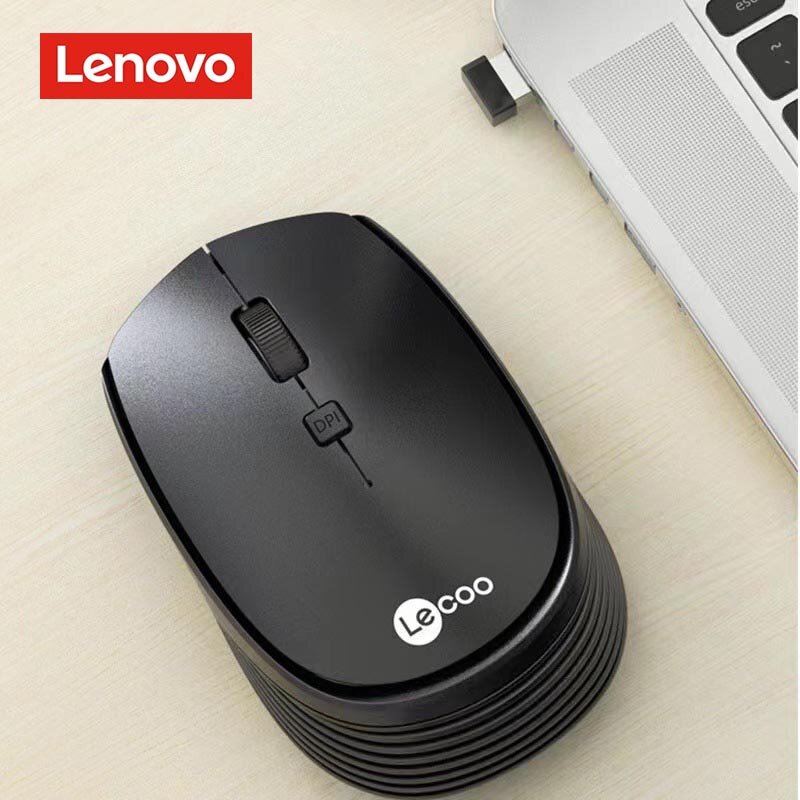Lenovo WS202 Black Cute Wireless Mouse for Laptop Office and Household Use Ergonomic Vertical Mouses Gaming Room Accessories COD