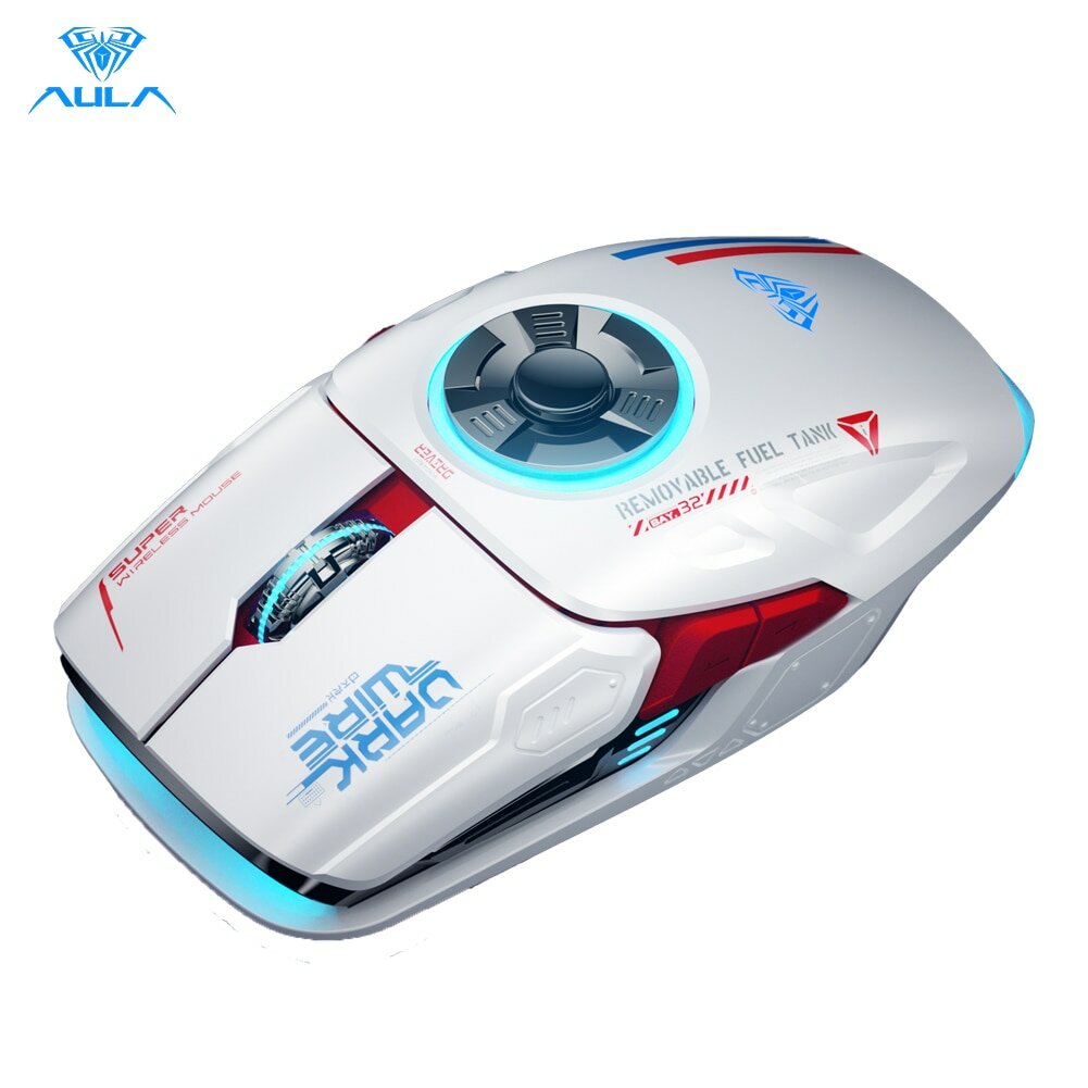 AULA H530 Wireless Duel Mode Mouse Decompress Charging Gyro Mouse Rotating Esports Gaming RGB Mouse COD