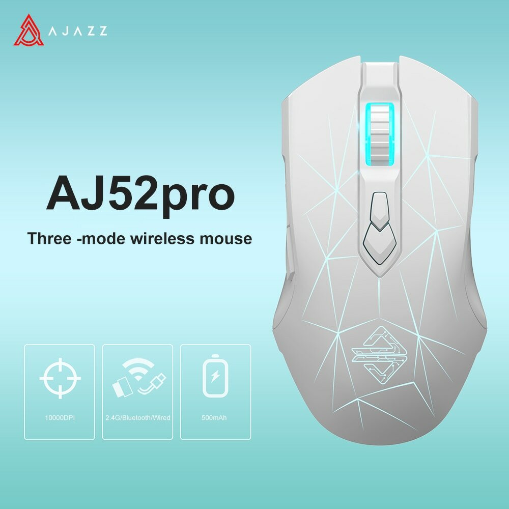 AJAZZ AJ52PRO Wired Gaming Mouse Sensor Triple Mode 2.4G+bluetooth Mouse Rechargeable Honeycomb Portable USB Mice for Laptop COD