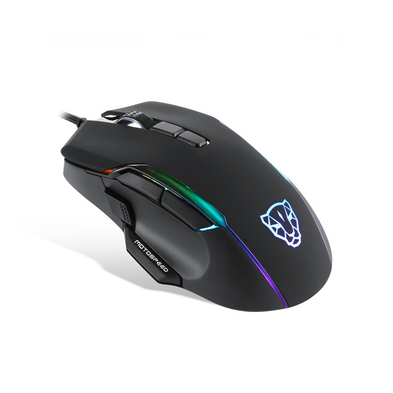 MOTOSPEED V90 Wired Gaming Mouse 500/800/1000/1500/2000/3000/4000/5000DPI RGB Backlight PMW3325 9-Key Gamer Mice for Desktop Computer Laptop PC COD