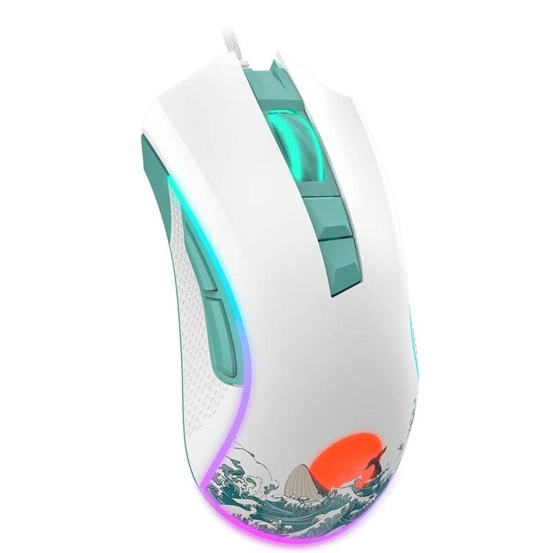 XVX G705 Wired Gaming Mouse RGB Backlit Coral Sea Mouse with Adjustable 12000DPI/7 Programmable Buttons Gamer Computer USB Mouse COD