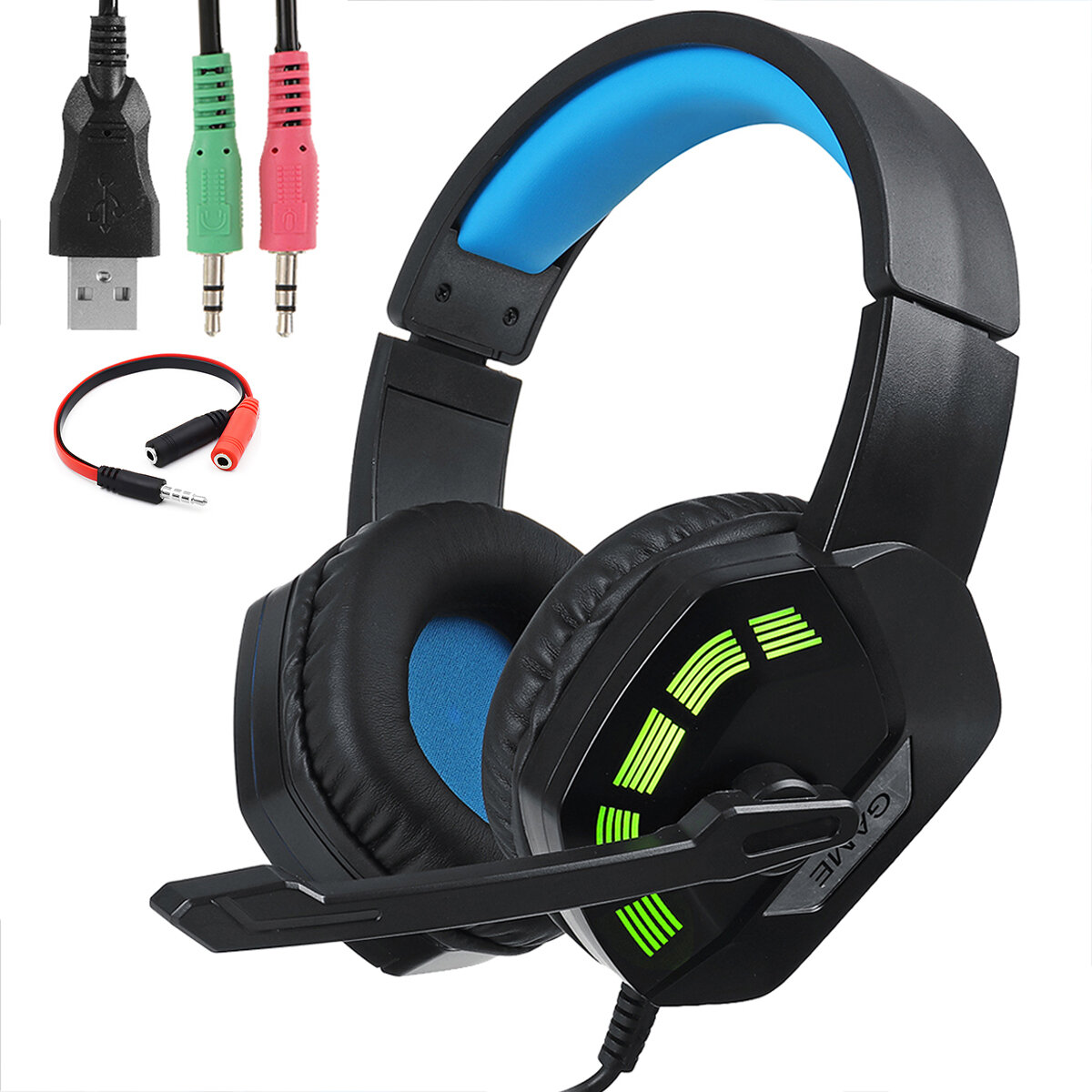 M1 Gaming Headset Surround Sound Music Earphones USB 7.1 & 3.5mm Wired RGB Backlight Game Headphones with Mic COD