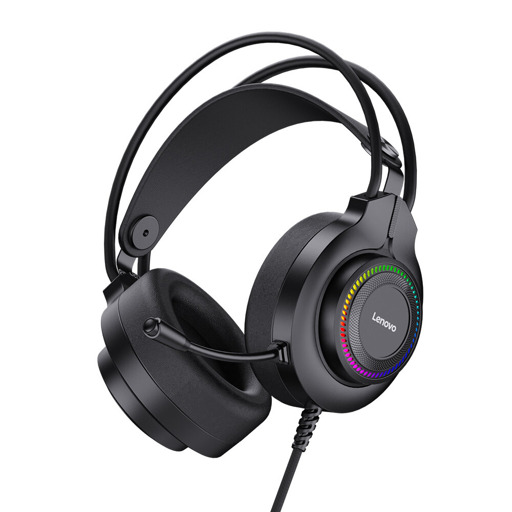 Lenovo G20-A Wired Headset RGB Light Over-Ear Gaming Headphone with Mic Noise Canceling 3.5mm Audio Plug For for Laptop Computer COD