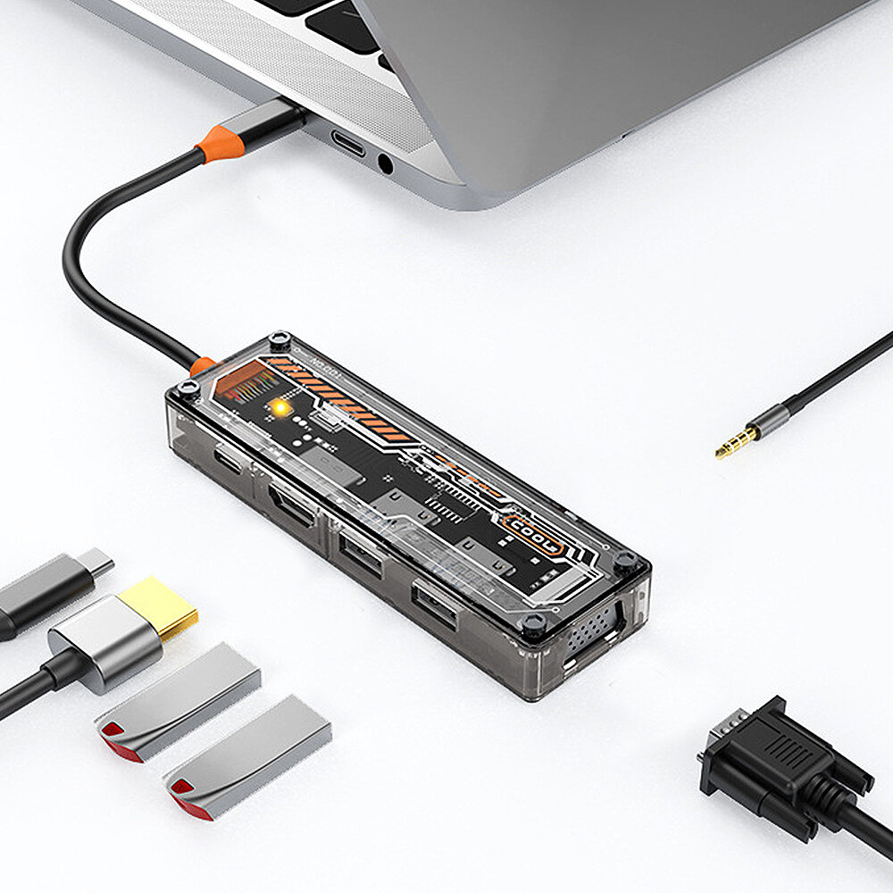 Seewei SW6V 6 in 1 USB 3.0 Hub Docking Station USB Adapter with USB2.0 USB3.0 4K/30Hz HDMI PD100W USB-C 1080P VGA 3.5mm Audio for PC Laptop XIAOMI HUAWEI