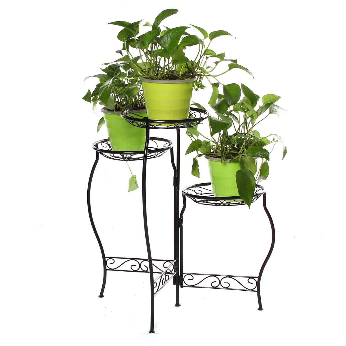 Metal Flower Pot Stand 3 Tiers Rounded Plant Holder Indoor Outdoor Flower Plant Stand Displaying Rack for Home Garden Patio COD