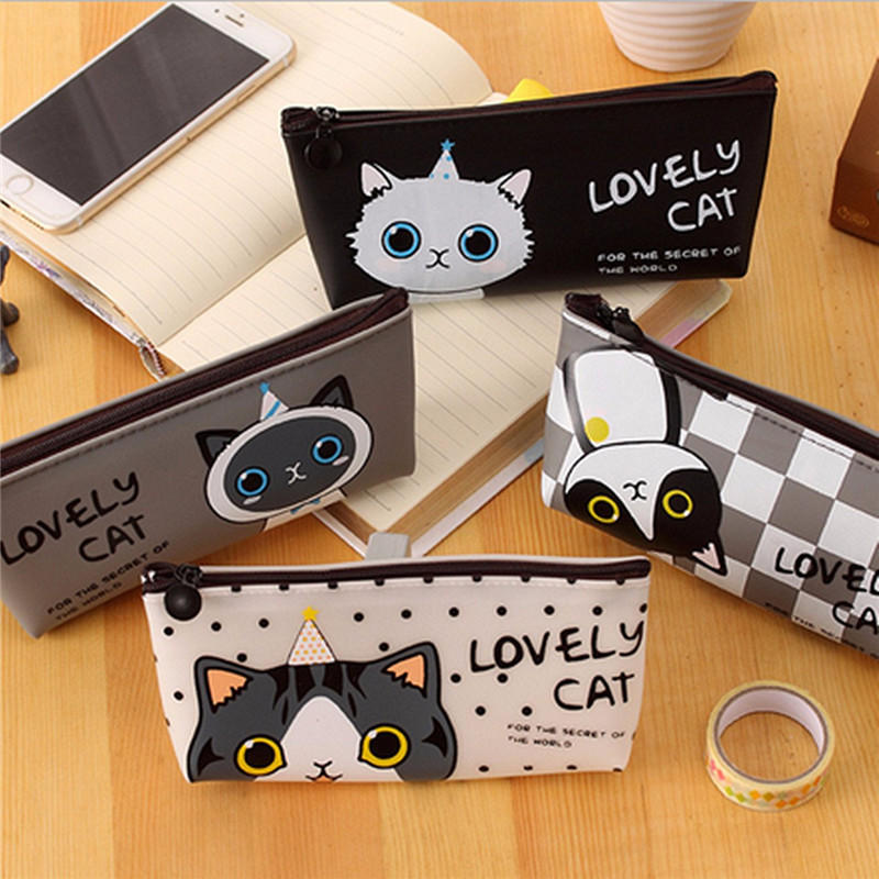 Cute Cartoon Cat Pencil Case Box Pens Storage Bag Pouch Stationary Makeup Bag COD
