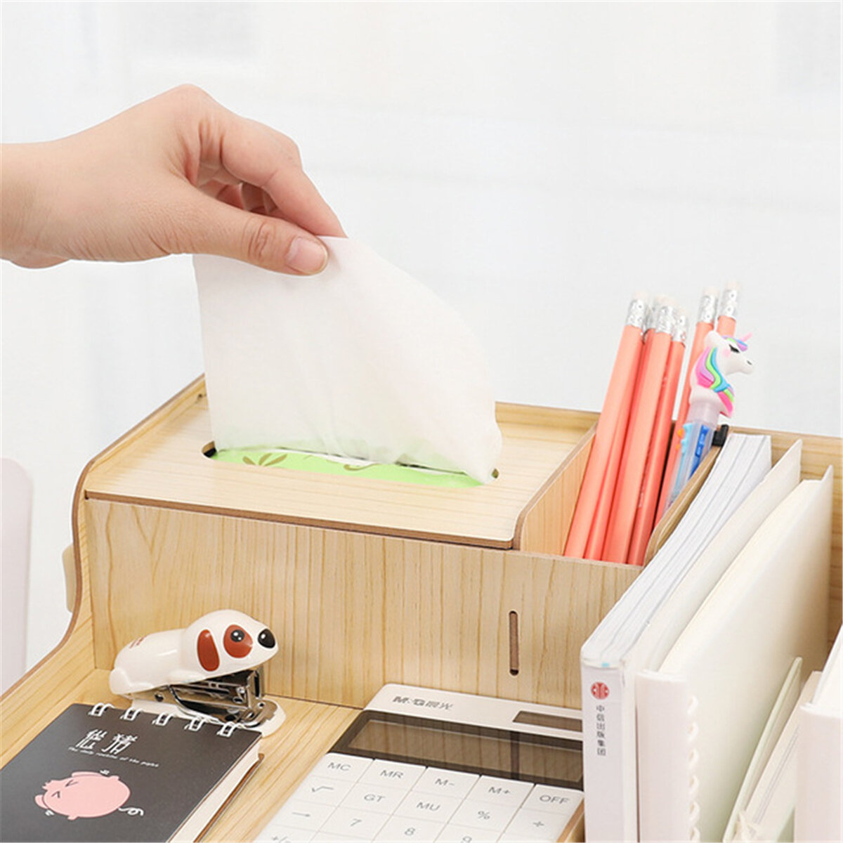 Stationery Container Desktop Drawer Organizer Desktop Storage Box Brush Container Office Pencil Holder Pen Box Tool Gift For Students Childs COD