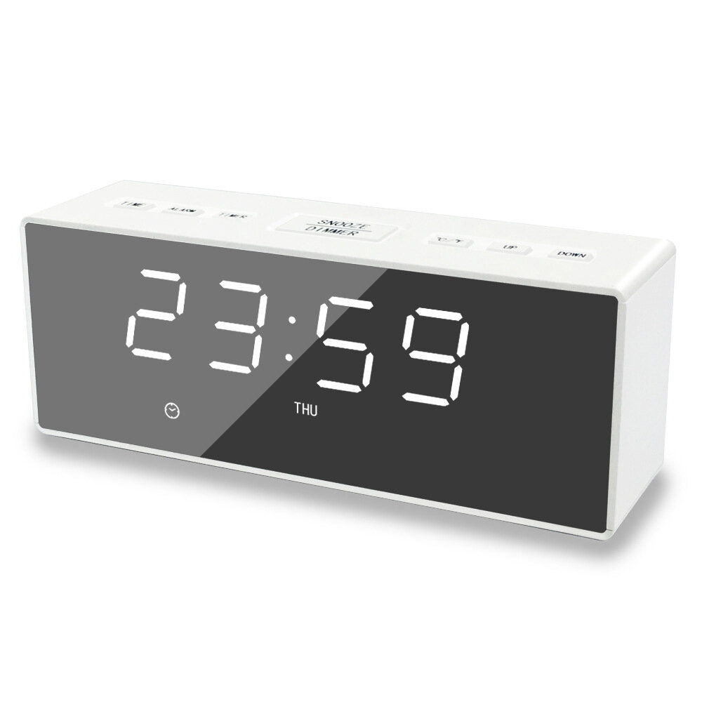 EK8609 Digital Alarm Clock Timer LED Mirror Snooze Table Clock Electronic Time Date Temperature Display Home Decorations COD