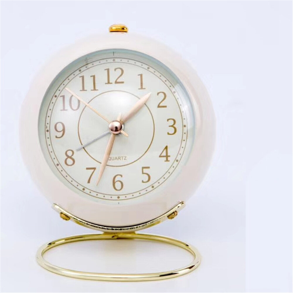 Household Ring Metal Clock Student Table Round Number Home Decor Table Clock Display Cute Version Home Decoration COD