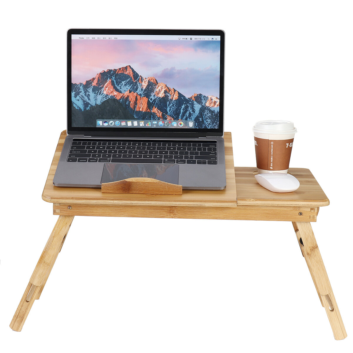 Wooden Folding Computer Desk Adjustable Angle Multifunctional Folding Desk with Drawer for Bed Sofa Supplies COD