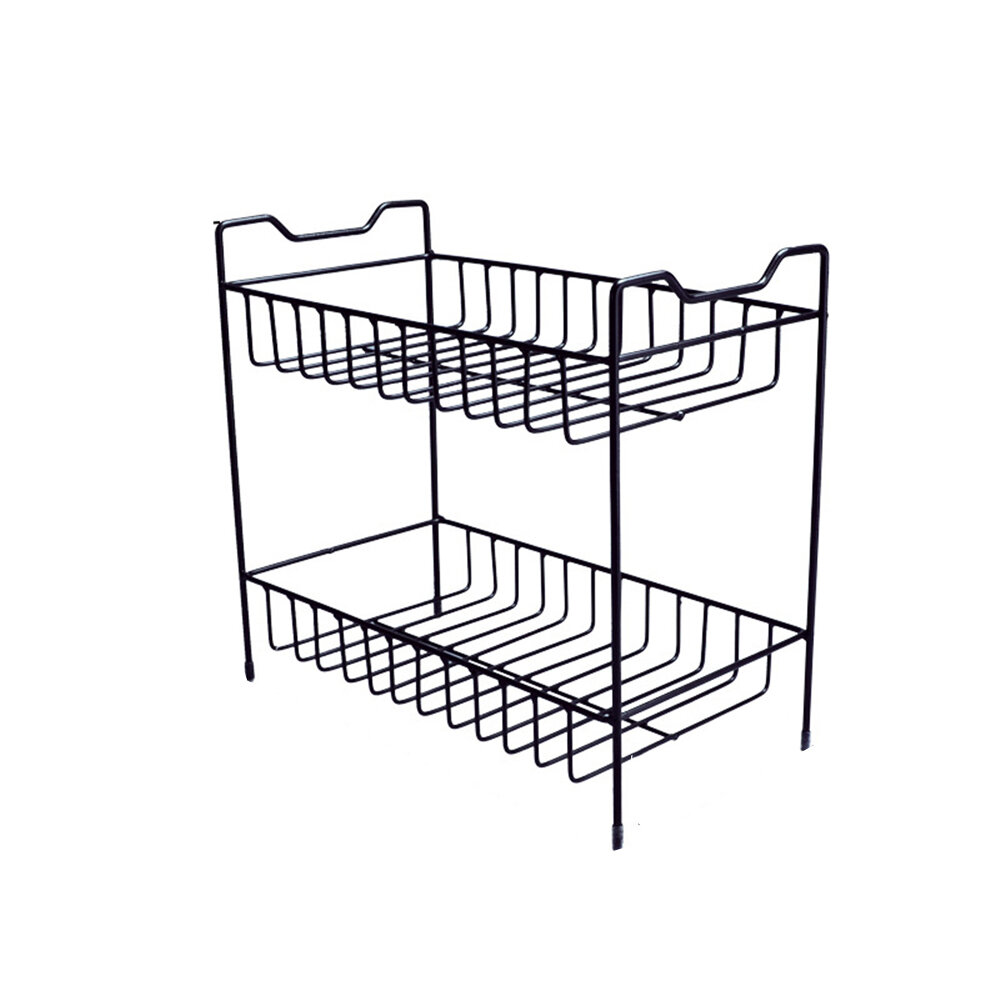 2/3 Layers Shelf Kitchen Utensils Storage Iron Spice Rack Storage Stand Home Organizer Kitchen Shelf-Black COD