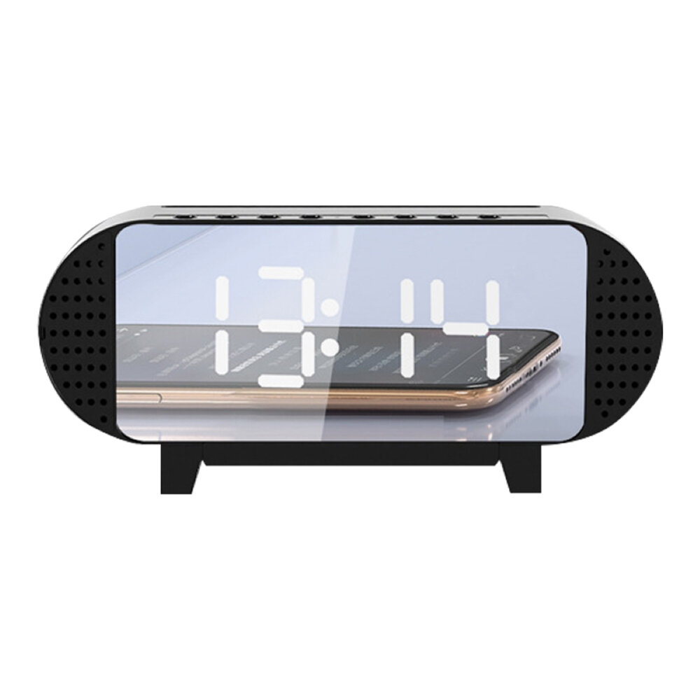 Mini Mirror Bluetooth Acoustic Alarm Clock LED Wireless Portable Music Player Alarm Clock Home Bedside Office Desktop Supplies COD