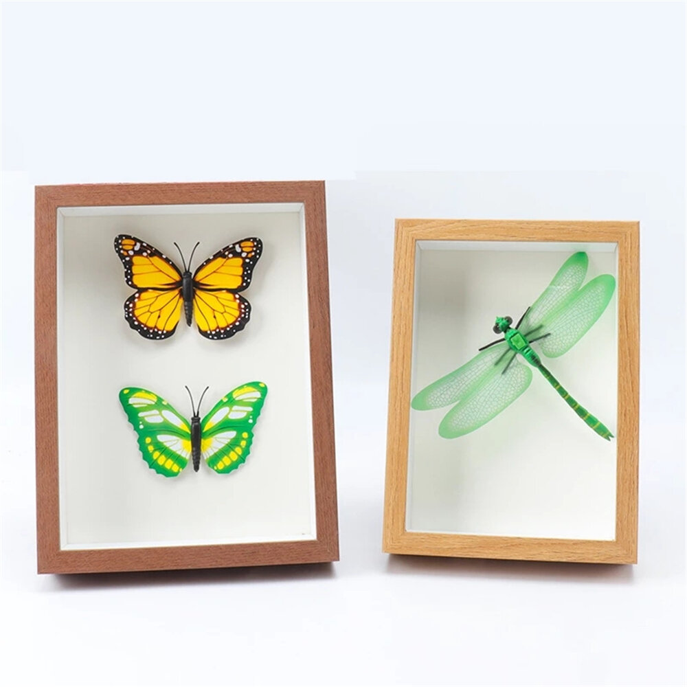 A4/6/8/10 inch 3D Hollow Photo Frame Wood Butterfly Dragonfly Dry Flower Frame Home Office Desktop Ornament Gift Supplies COD