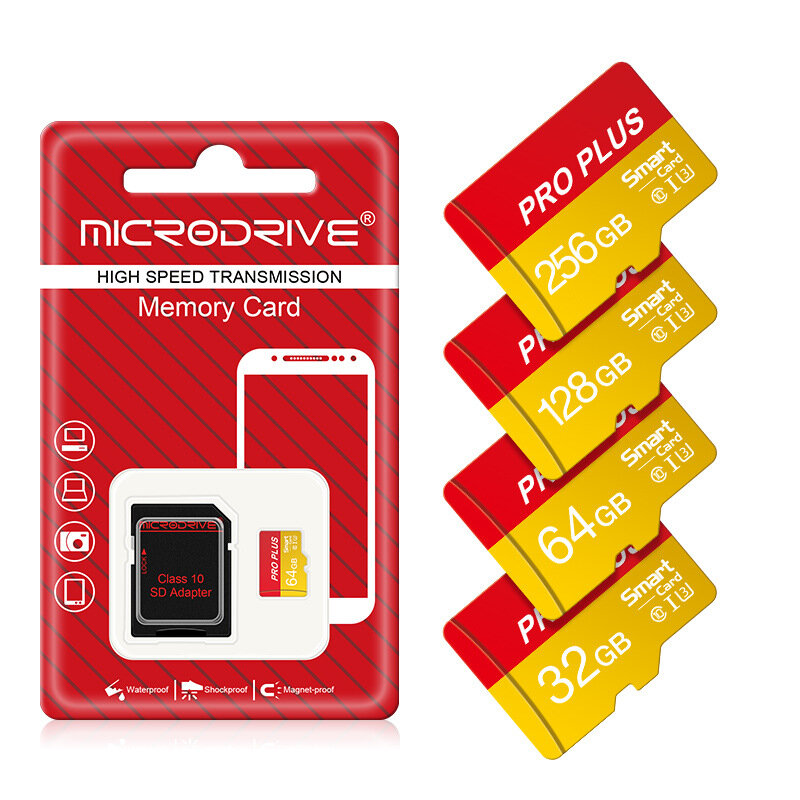 Microdrive Pro Plus TF Memory Card 64G/128G/256G Class10 High Speed Micro SD Card Flash Card Smart Card for Phone Camera Driving Recorder COD