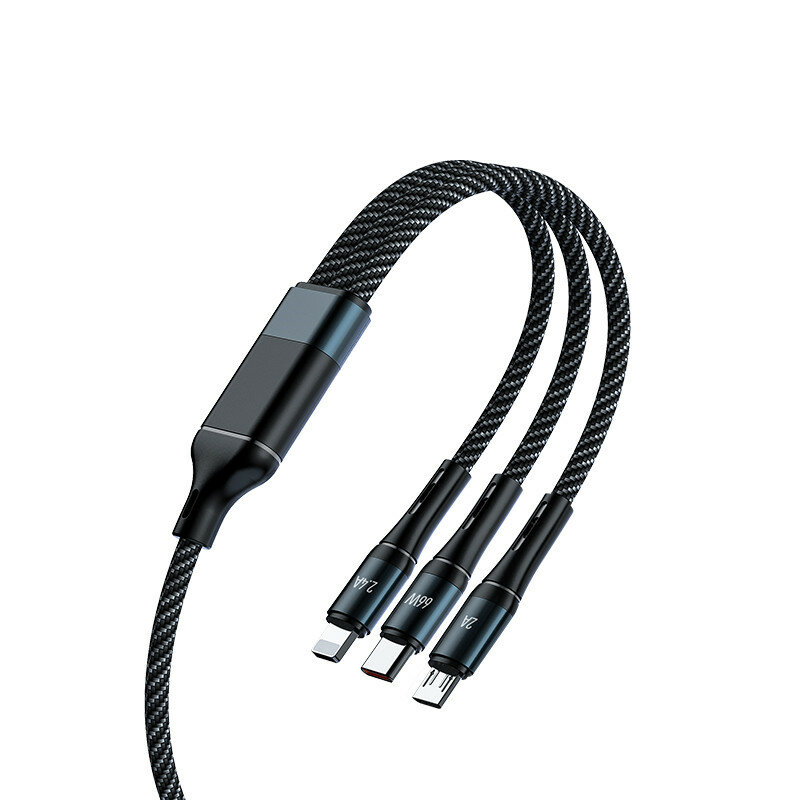 AWEI CL-972 PD120W 3 to 1 Tyep-C Fast Charging Intelligent Temperature Control Data Cable for XIAOMI Smartphone Tablet COD