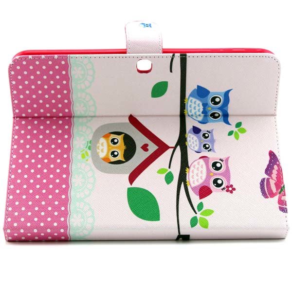 Owl Pattern Folio PU Leather Case Folding Stand Cover For Samsung T530 COD