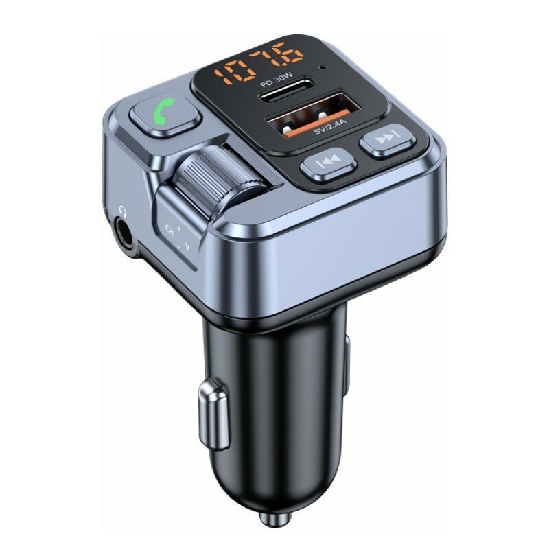 T16 PD30W Car bluetooth 5.1 FM Transmitter Type-C+USB-A Car Charger MP3 Modulator Player Handsfree Audio Receiver Fast Charger COD