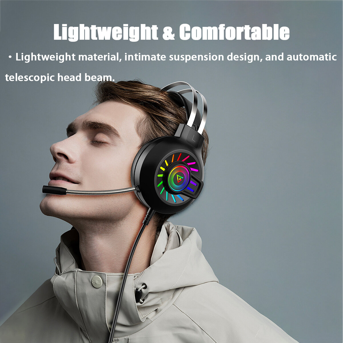 Bakeey M10 Gaming Headset 50mm Drivers Noise Reduction RGB Luminous Head-Mounted 3.5mm Gaming Headphones with Mic COD