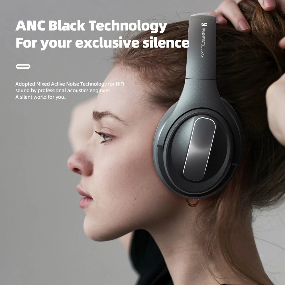 EL-A3i Gaming Headphones Active Noise Cancelling bluetooth 5.1 Head-Mounted Foldable Wireless Long Battery Life HIFI Headset with Mic for Game COD