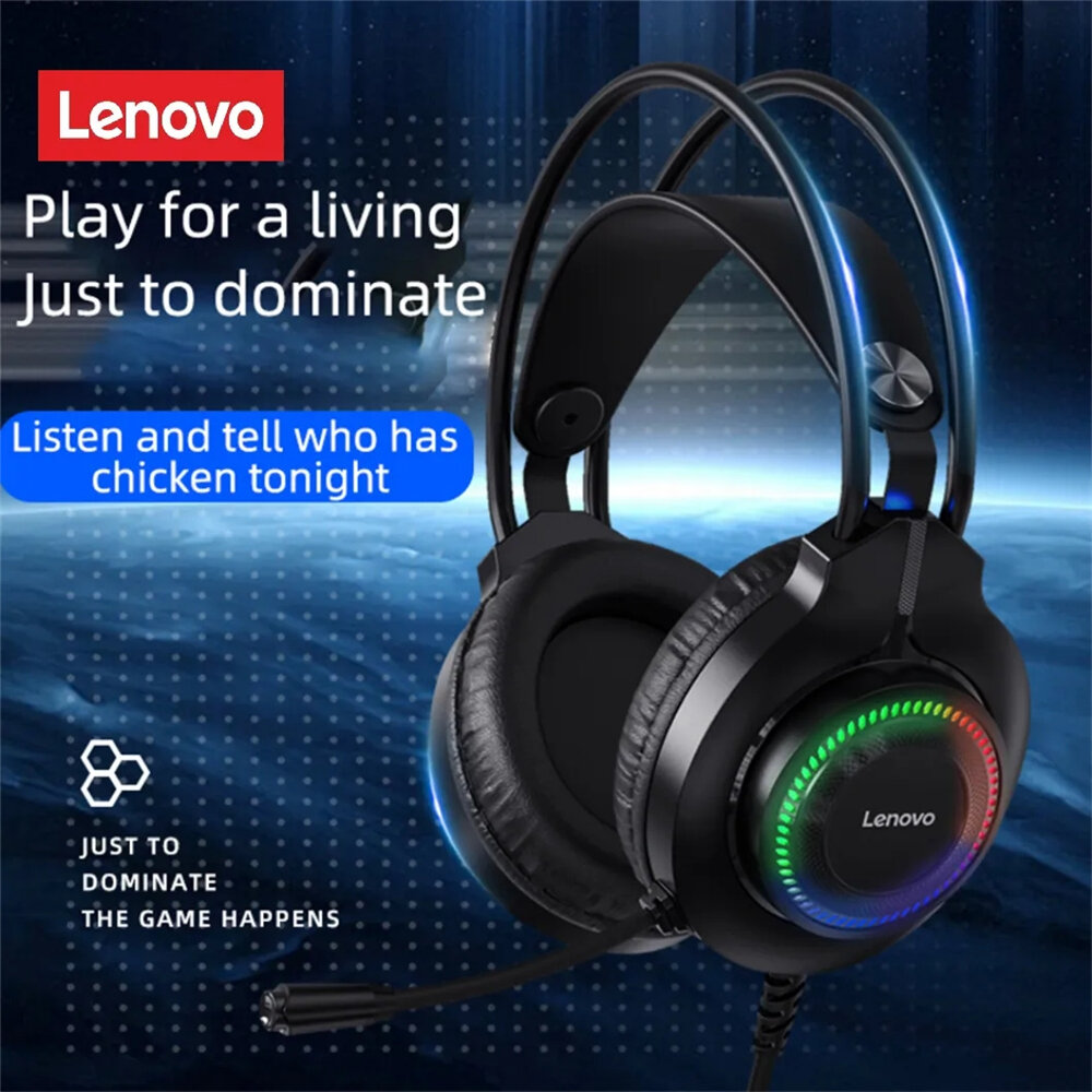 Lenovo ThinkPlus G20 Gaming Headset 3.5mm USB7.1 Surround Sound HIFI Stereo Colorful Light Gamer Headphones with Mic COD