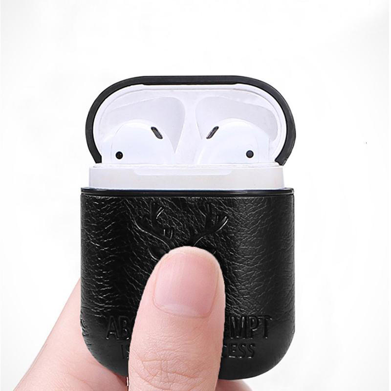 Bakeey Portable PU Leather Earphone Protective Case With Hook For Apple AirPods 1 2 COD