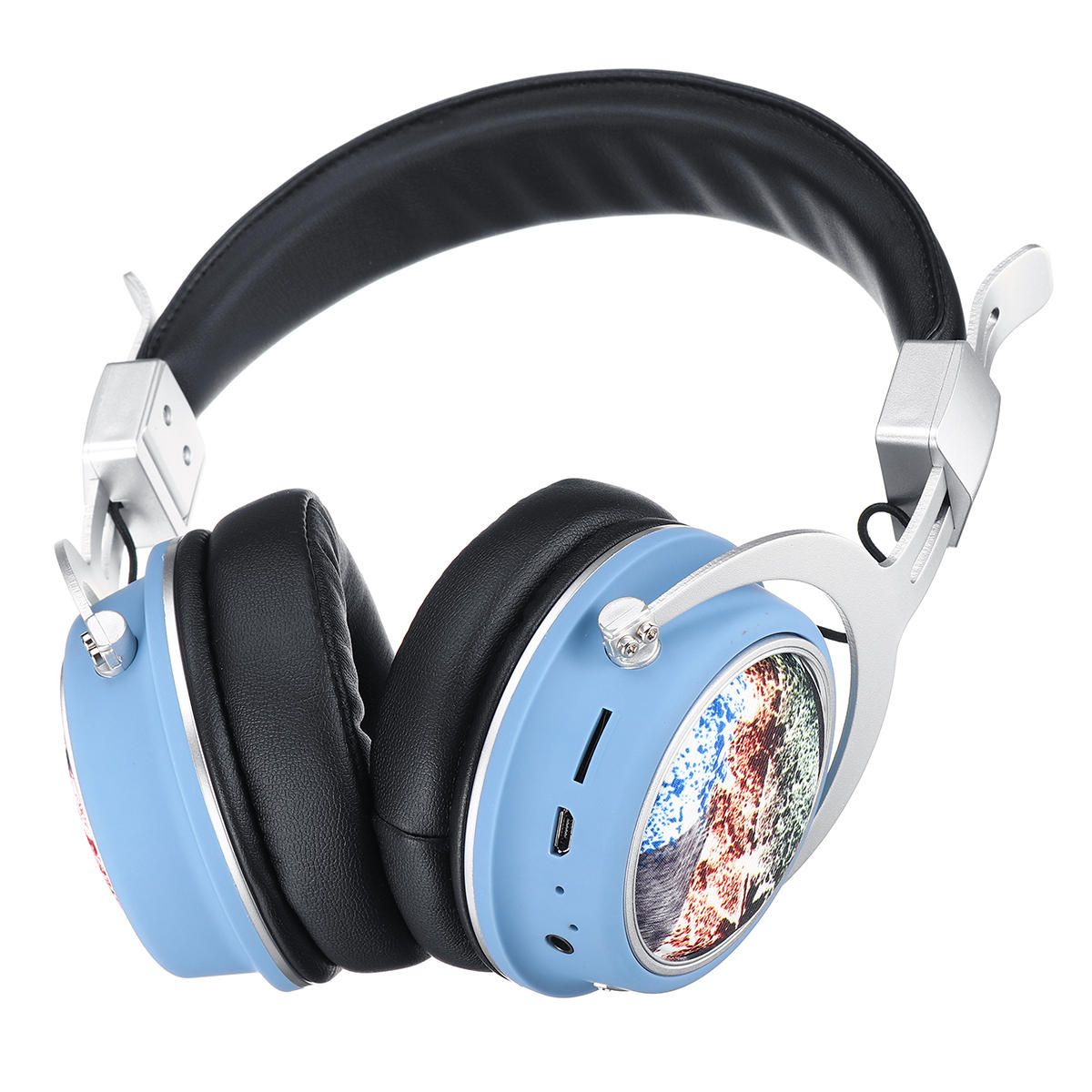 MH5 Wireless bluetooth 5.0 Headphone Foldable Pattern 3D Stereo TF Card AUX Headphone with Mic COD