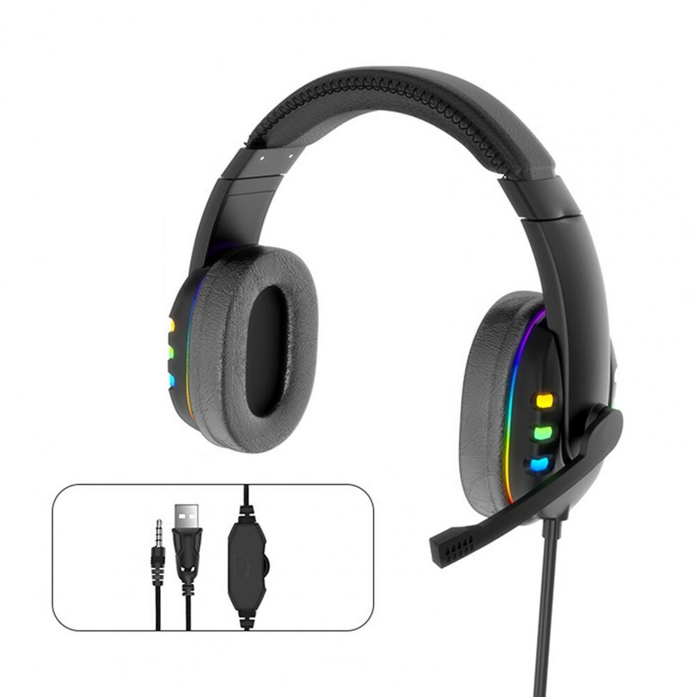 Bakeey RGB Gaming Headset Stereo Sound Headphone Colorful Lighting Effect Large Unit with Mic for Computer Gamer COD