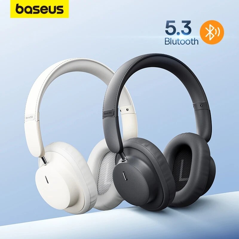 Baseus Bowie D03 Wireless Headset bluetooth V5.3 Headphone 40mm Driver Low Latency Stereo Portable Headphones with Mic COD