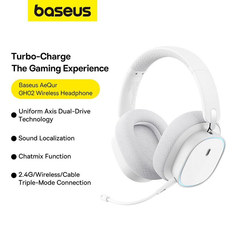 Baseus AeQur GH02 Wireless Headset bluetooth 5.3 Headphone Dual Drivers Hi-Res AAC Audio DSP Chip Ultra-low Latency Gaming Headphones with Mic COD