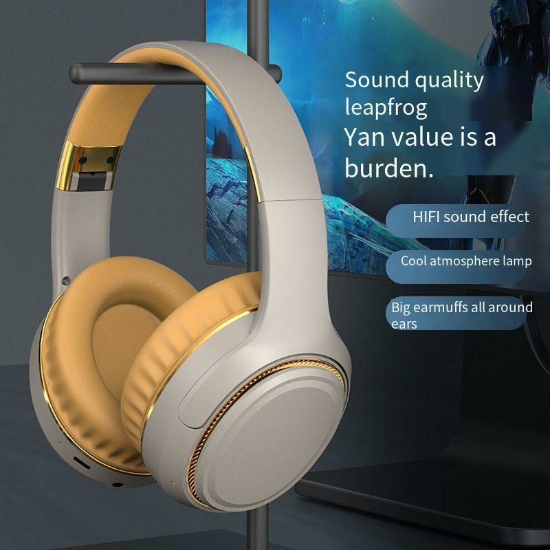 H6BT Wireless Headset bluetooth 5.3 Headphone Deep Bass RGB Light FM Radio 3.5mm AUX Over-ear Sports Headphones with Mic COD